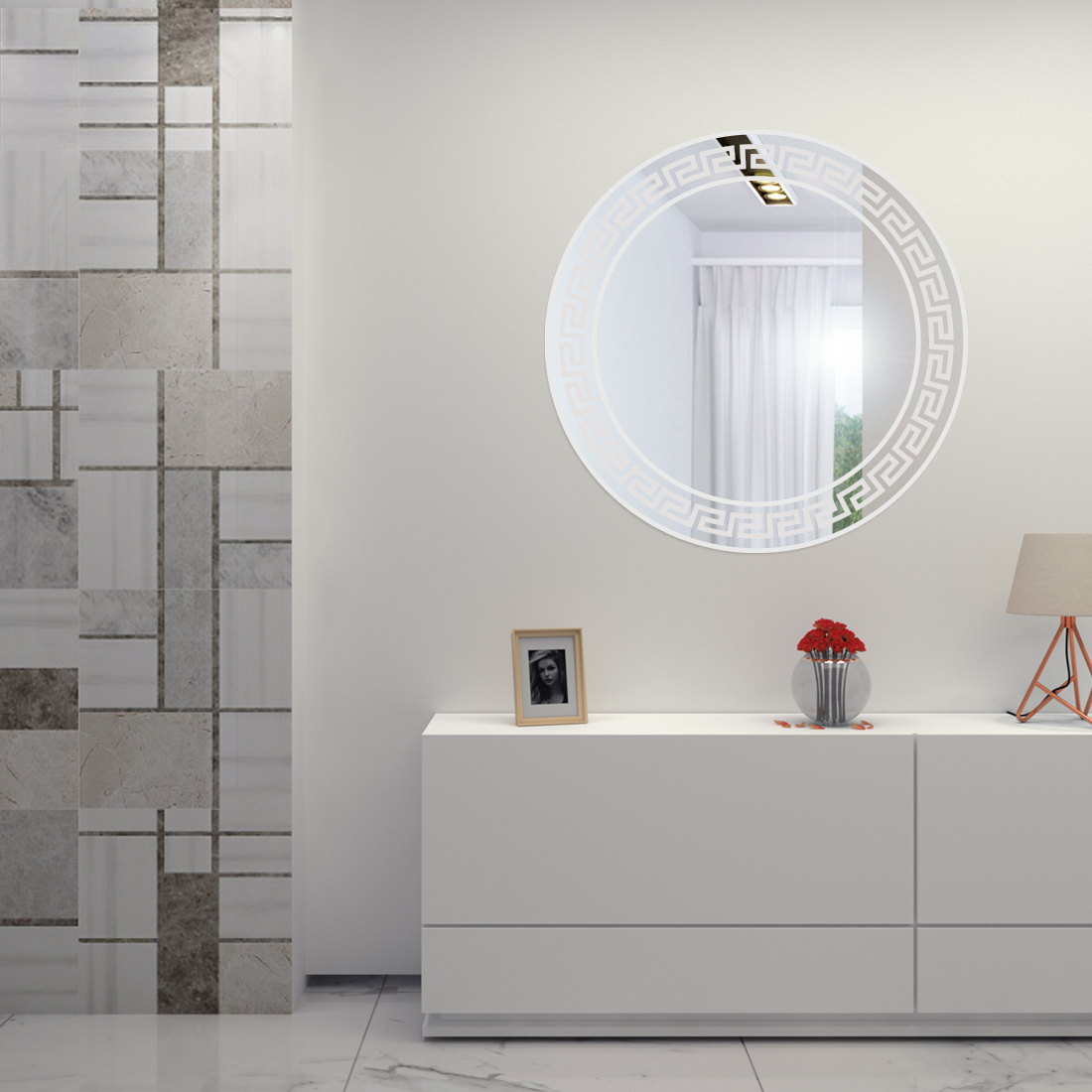 MZF-209 Зеркало круглое с рисунком ПК D600 пластины