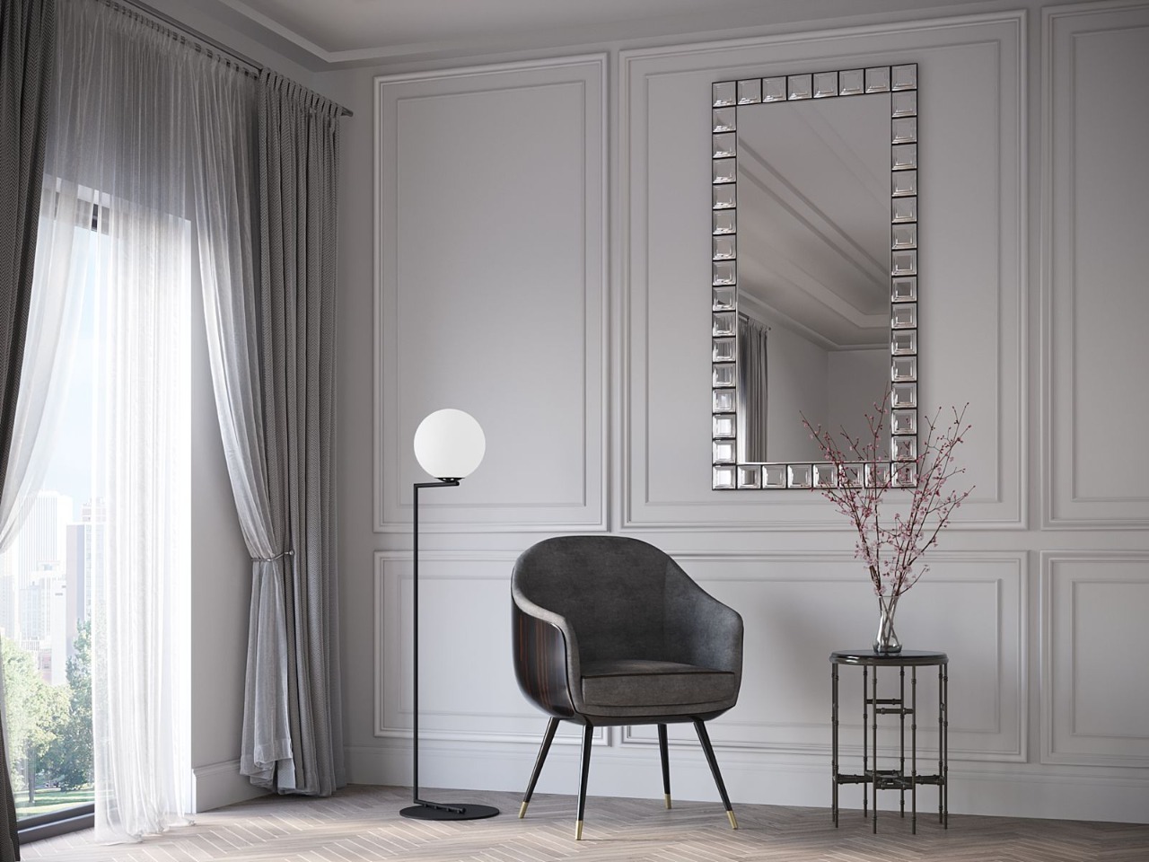 MZF-D002 Зеркало на ДСП 16мм прямоугольное, 1800х900